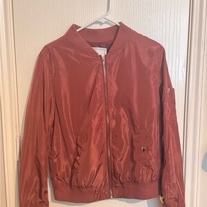Angel Kiss Brown Bomber Jacket with Elastic Waistband